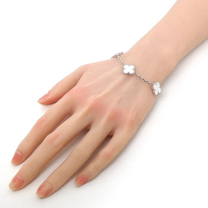 ヴァンクリーフ＆アーペル Van Cleef & Arpels ブレスレット ヴィンテージアルハンブラ 5モチーフ VCARF48400 ホワイト シェル K18WG 【箱・保付き】 【中古】