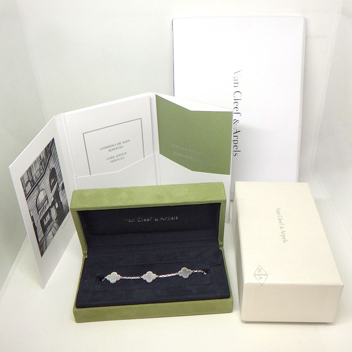ヴァンクリーフ＆アーペル Van Cleef & Arpels ブレスレット ヴィンテージアルハンブラ 5モチーフ VCARF48400 ホワイト シェル K18WG 【箱・保付き】 【中古】