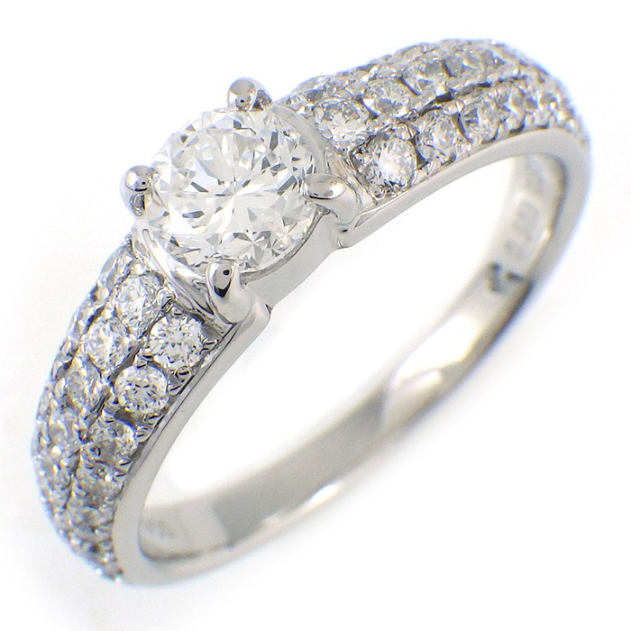 【ダイヤモンド】 リング 1ポイント ダイヤモンド 0.503ct(E/VS1/GD) ハーフサークル パヴェ ダイヤモンド 計0.50ct PT950 12.5号 【中古】