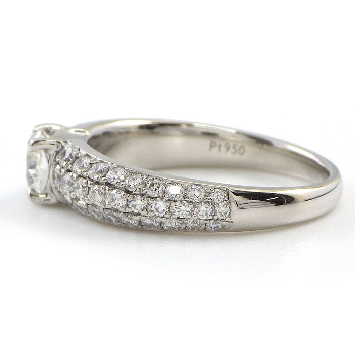 【ダイヤモンド】 リング 1ポイント ダイヤモンド 0.503ct(E/VS1/GD) ハーフサークル パヴェ ダイヤモンド 計0.50ct PT950 12.5号 【中古】