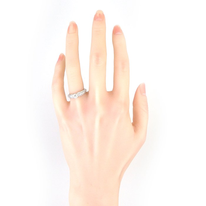 【ダイヤモンド】 リング 1ポイント ダイヤモンド 0.503ct(E/VS1/GD) ハーフサークル パヴェ ダイヤモンド 計0.50ct PT950 12.5号 【中古】