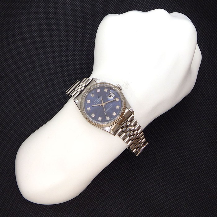 ロレックス Rolex 腕時計 デイトジャスト 16234G W番 1994-1995年製 10ポイント ダイヤインデックス サンレイ ブルー文字盤 K18WG SS 自動巻き 【中古】
