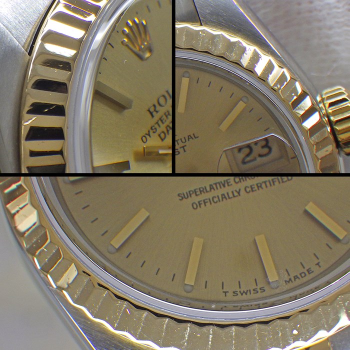 ロレックス Rolex 腕時計 レディ デイトジャスト 26 69173 X番 サンレイ シャンパンカラー文字盤 フルーテッドベゼル ジュビリーブレス ロレゾール SS K18YG 自動巻き 【中古】