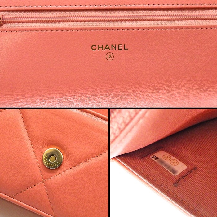 シャネル CHANEL ハンドバッグ ショルダーバッグ シャネル19 チェーンウォレット AP0957 2021年製 (30番台) ピンク シルバー/ゴールド金具 ラムスキン (羊革) 【中古】