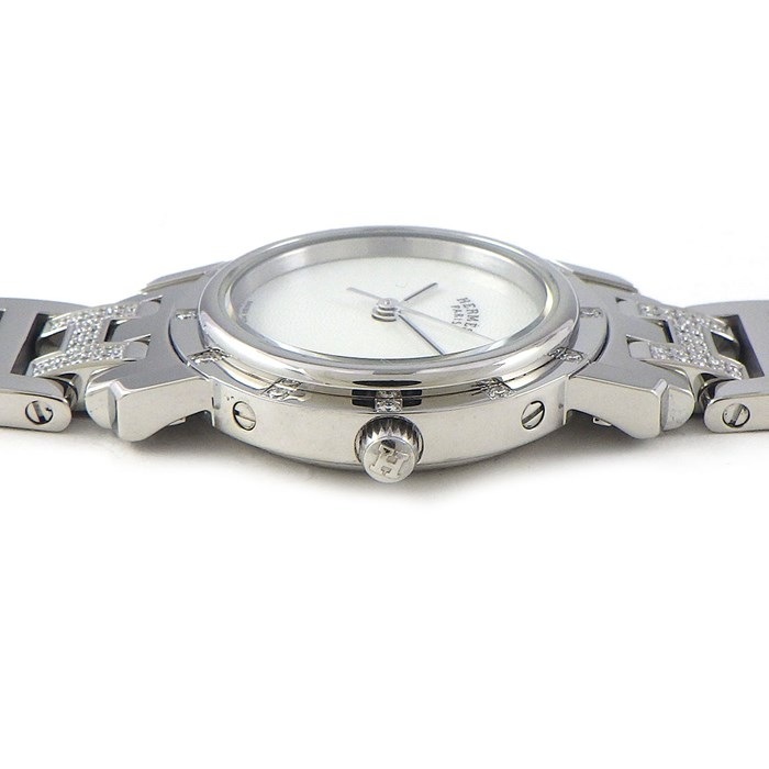 HERMES　CL4.220　クリッパー　ナクレ　 WhiteシェルDial エルメス クリッパー ナクレ CL4.220 ホワイトシェル レディース