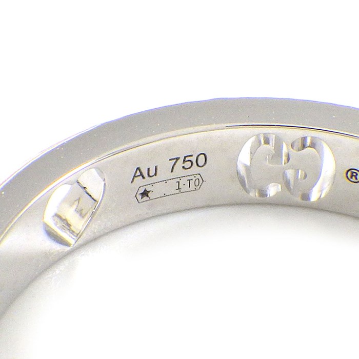  グッチ GUCCI リング アイコン アモール ロゴ ハート 1ポイント ダイヤモンド K18WG 8.5号 / #9 【中古】