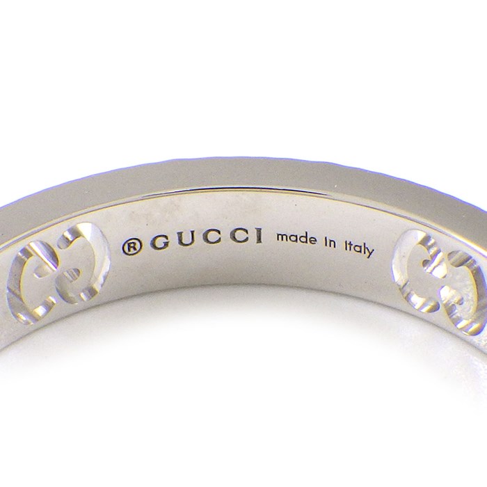  グッチ GUCCI リング アイコン アモール ロゴ ハート 1ポイント ダイヤモンド K18WG 8.5号 / #9 【中古】