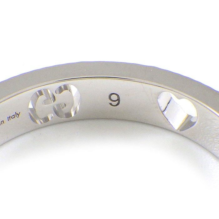  グッチ GUCCI リング アイコン アモール ロゴ ハート 1ポイント ダイヤモンド K18WG 8.5号 / #9 【中古】