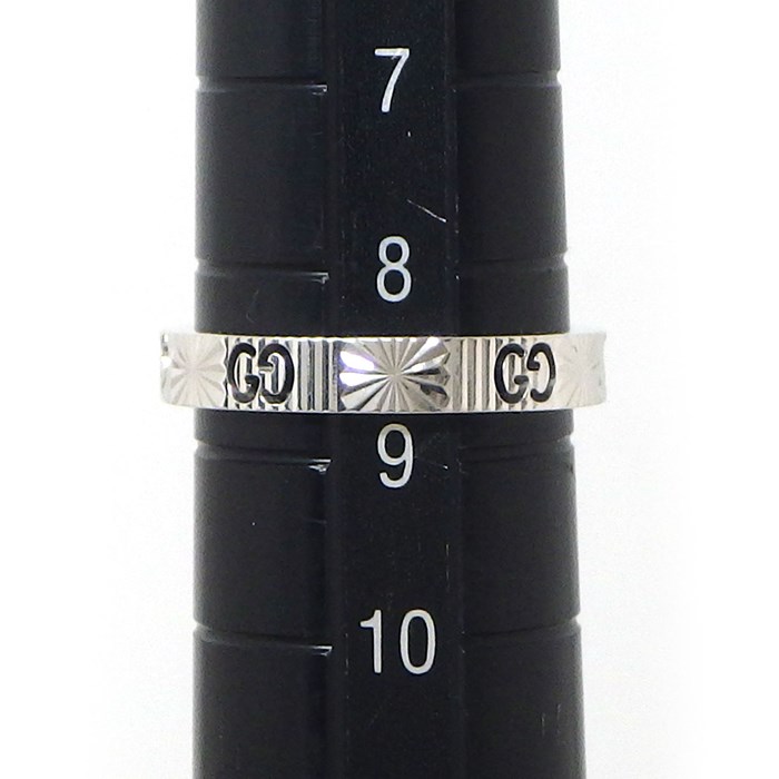  グッチ GUCCI リング アイコン アモール ロゴ ハート 1ポイント ダイヤモンド K18WG 8.5号 / #9 【中古】