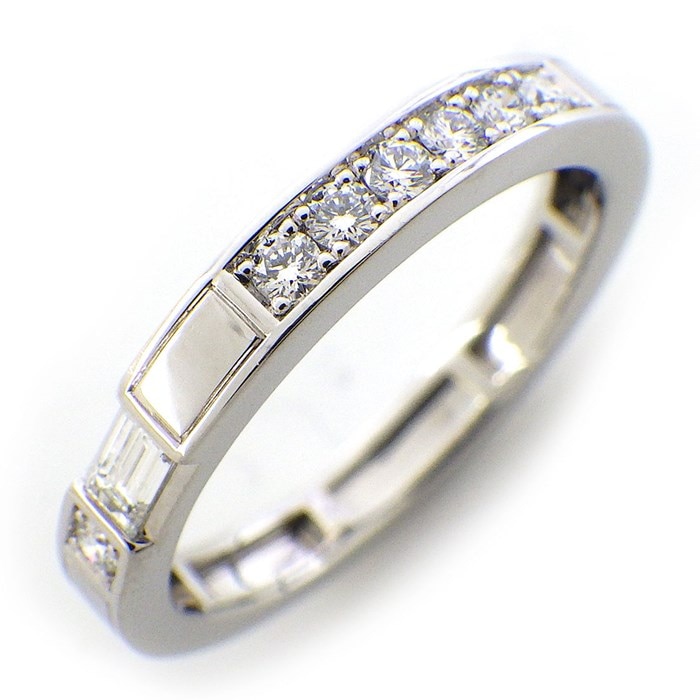 【★最終お値引き品】 ハリーウィンストン HARRY WINSTON リング トラフィック アクセント バンド WBDPACRFTRF 1ポイント バゲットカット ダイヤモンド 7ポイント ラウンドカット ダイヤモンド 計0.22ct PT950 10号 【中古】