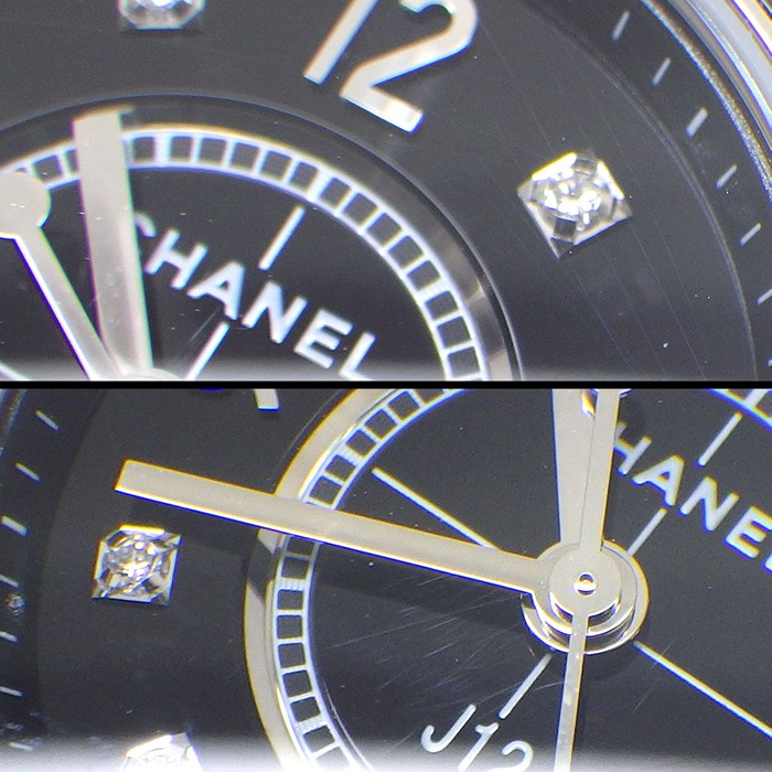 シャネル CHANEL 腕時計 J12 H2569 ブラック文字盤 カレンダー 8ポイント ダイヤインデックス 計0.04ct セラミック SS クオーツアナログ 【中古】 CHANEL - シャネル CHANEL 腕時計 J12 H2569 ブラック文字盤