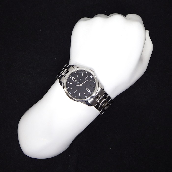 ブルガリ BVLGARI 腕時計 ソロテンポ ST37S ストライプ ブラック文字盤 SS クオーツアナログ 【中古】