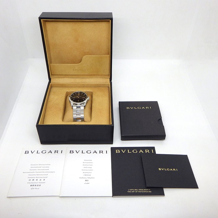 ブルガリ BVLGARI 腕時計 ソロテンポ ST37S ストライプ ブラック文字盤 SS クオーツアナログ 【中古】