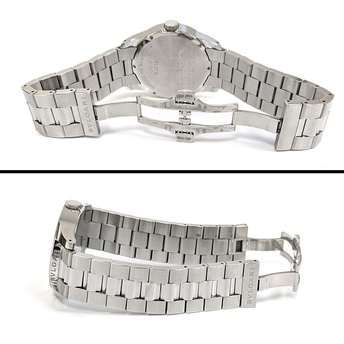 ブルガリ BVLGARI 腕時計 ソロテンポ ST37S ストライプ ブラック文字盤 SS クオーツアナログ 【中古】