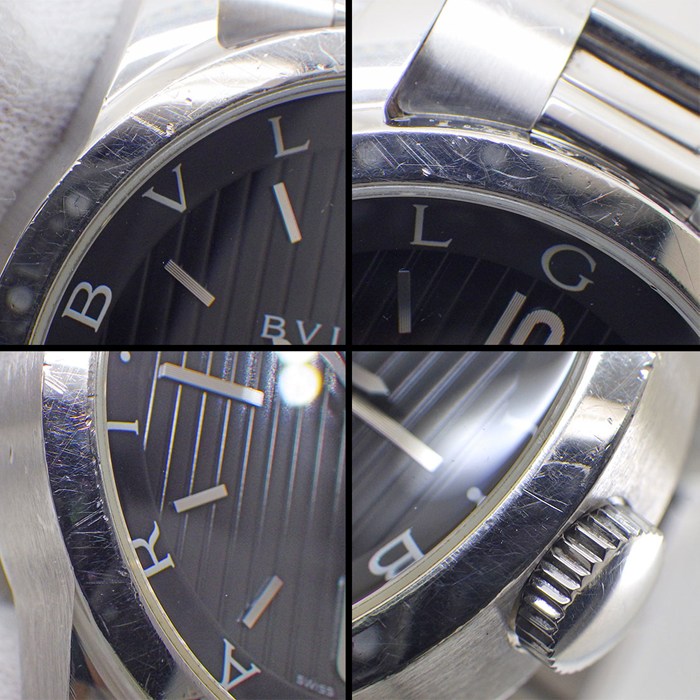 ブルガリ BVLGARI 腕時計 ソロテンポ ST37S ストライプ ブラック文字盤 SS クオーツアナログ 【中古】