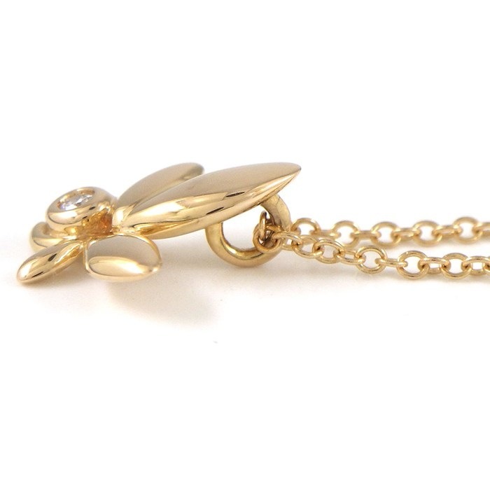 ティファニー Tiffany & Co. ネックレス オリーブリーフ 1ポイント ダイヤモンド K18PG 【中古】