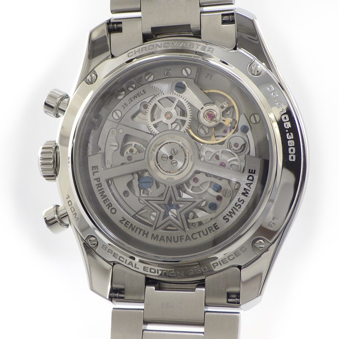 ゼニス ZENITH 腕時計 クロノマスタースポーツ 03.3105.3600/52.M3100 YOSHIDAスペシャルエディション 250本限定 デイト スモールセコンド クロノグラフ 裏スケ サンレイ アクアブルー文字盤 SS セラミック 自動巻き 【箱・保付き】 【中古】