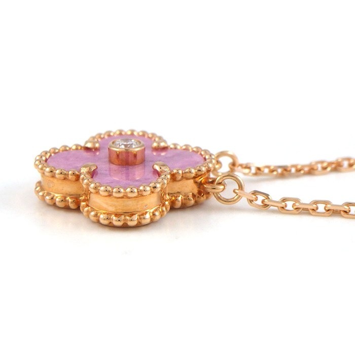 ヴァンクリーフ&アーペル Van Cleef & Arpels ネックレス ヴィンテージ アルハンブラ VCARP7TD00 2021年 ホリデーコレクション クリスマス 限定モデル ロードナイト 1ポイント ダイヤモンド K18PG 【箱・保付き】 【中古】