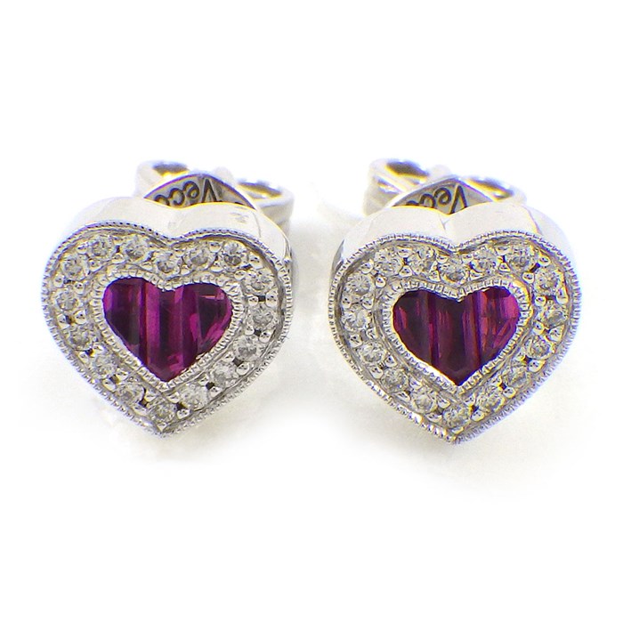 ポンテヴェキオ Ponte Vecchio ピアス ハートモチーフ ルビー 0.15ct / 0.15ct ダイヤモンド 計0.06ct / 0.06ct K18WG 【中古】