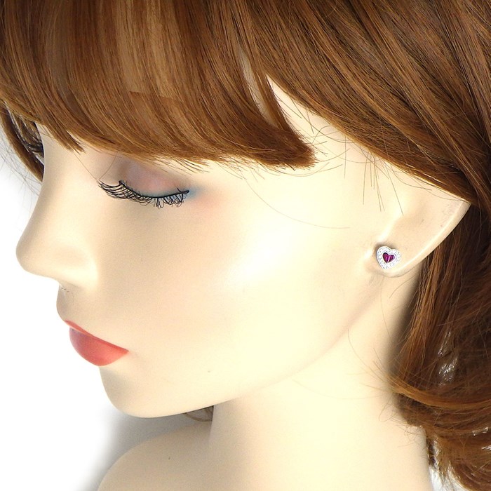 ポンテヴェキオ Ponte Vecchio ピアス ハートモチーフ ルビー 0.15ct / 0.15ct ダイヤモンド 計0.06ct / 0.06ct K18WG 【中古】