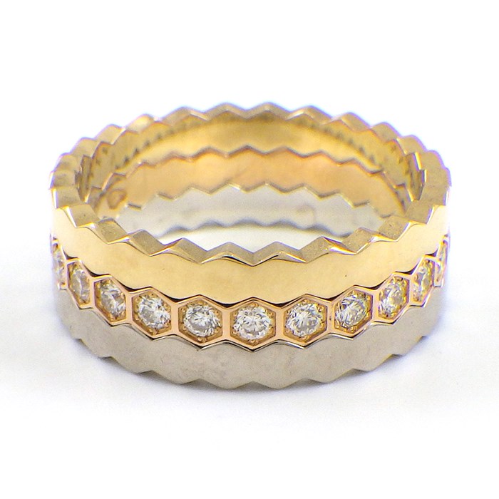 ショーメ Chaumet リング ビー マイ ラブ ハニカム 3本セット 081885 / 081935 / 081930 スリーカラー 26ポイント フルサークル ダイヤモンド K18YG K18PG K18WG 8号 / #48 【箱・保付き】 【中古】