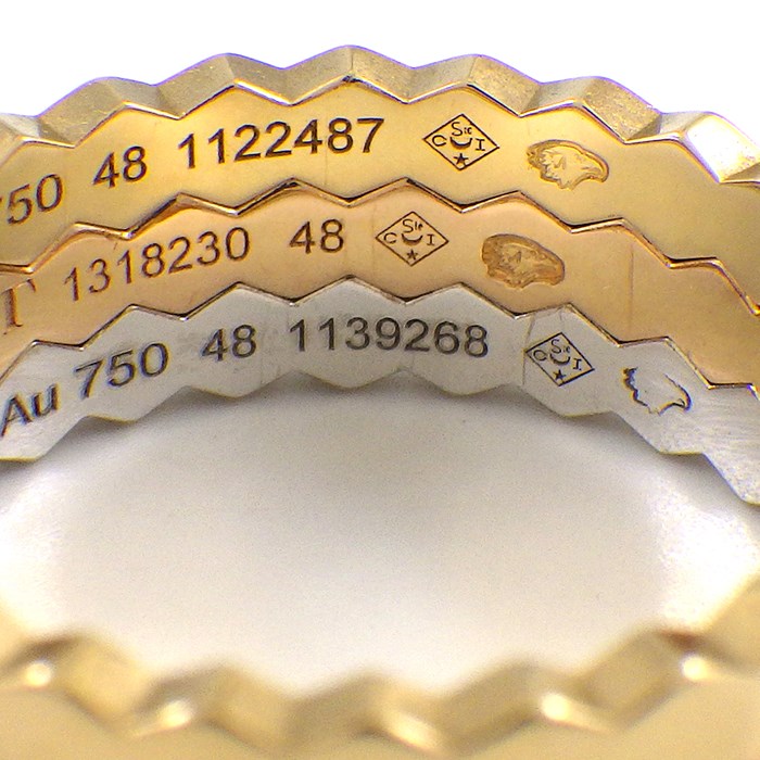 ショーメ Chaumet リング ビー マイ ラブ ハニカム 3本セット 081885 / 081935 / 081930 スリーカラー 26ポイント フルサークル ダイヤモンド K18YG K18PG K18WG 8号 / #48 【箱・保付き】 【中古】