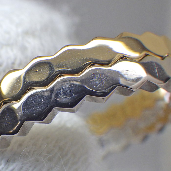 ショーメ Chaumet リング ビー マイ ラブ ハニカム 3本セット 081885 / 081935 / 081930 スリーカラー 26ポイント フルサークル ダイヤモンド K18YG K18PG K18WG 8号 / #48 【箱・保付き】 【中古】