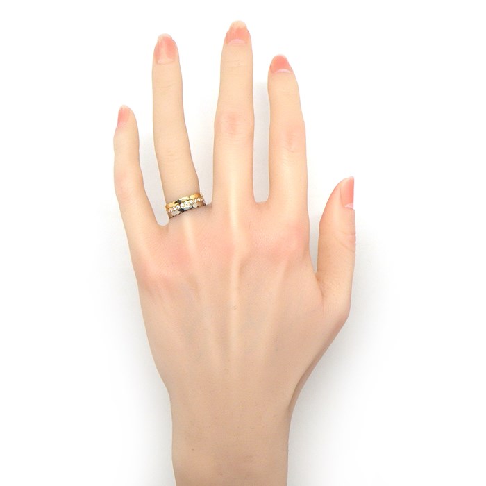 ショーメ Chaumet リング ビー マイ ラブ ハニカム 3本セット 081885 / 081935 / 081930 スリーカラー 26ポイント フルサークル ダイヤモンド K18YG K18PG K18WG 8号 / #48 【箱・保付き】 【中古】