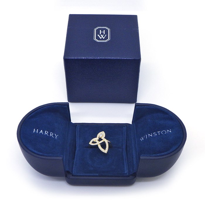 ハリーウィンストン HARRY WINSTON リング リリー クラスター FRDYMQRFLC リーフ 1ポイント マーキスカット 54ポイント ラウンドカット ダイヤモンド 計0.41ct K18YG 12.5号 【中古】