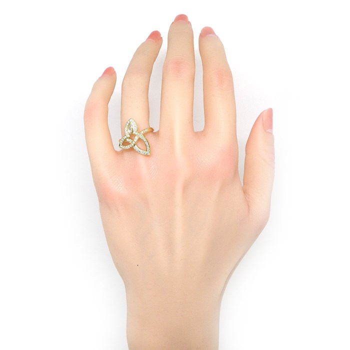 ハリーウィンストン HARRY WINSTON リング リリー クラスター FRDYMQRFLC リーフ 1ポイント マーキスカット 54ポイント ラウンドカット ダイヤモンド 計0.41ct K18YG 12.5号 【中古】