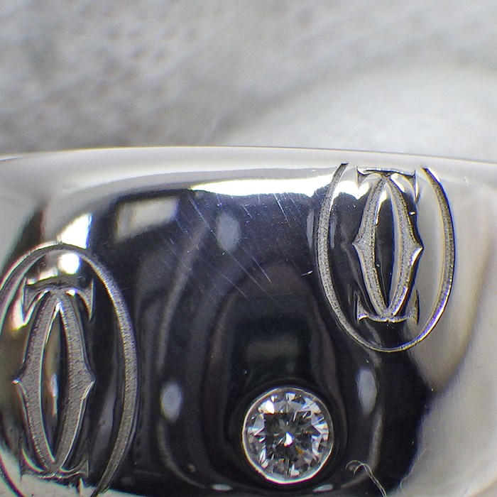 カルティエ Cartier リング ハッピーバースデー LM ワイド ラージ C2 2C ロゴ 5ポイント ダイヤモンド K18WG 12号 ...