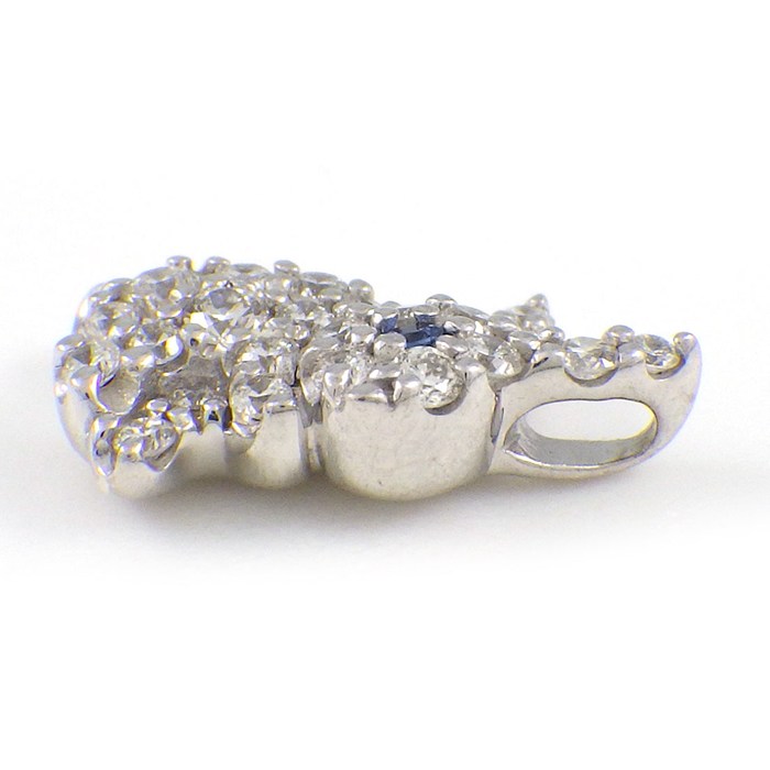 ポンテヴェキオ Ponte Vecchio ペンダントトップ ラビットモチーフ 1ポイント サファイア パヴェ ダイヤモンド 計0.16ct K18WG 【中古】