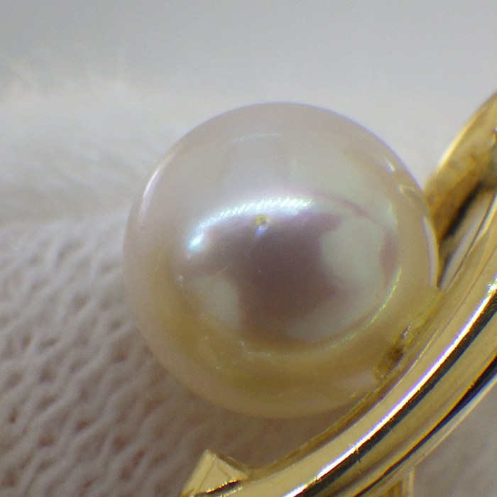 ミキモト MIKIMOTO ブローチ 薔薇 ローズ モチーフ 1ポイント パール 5.7mm珠 K18YG 【中古】