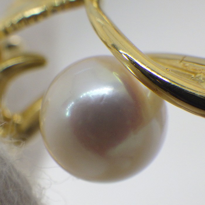 ミキモト MIKIMOTO ブローチ 薔薇 ローズ モチーフ 1ポイント パール 5.7mm珠 K18YG 【中古】
