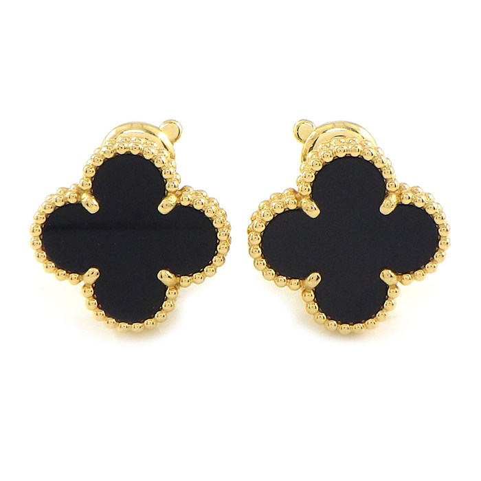 ヴァンクリーフ＆アーペル Van Cleef & Arpels ピアス ヴィンテージアルハンブラ VCARA44200 オニキス K18YG 【中古】