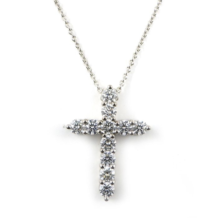 ★最終お値引き品★ 【グラフ Graff GRAFF】ネックレス クロスモチーフ ダイヤモンド 1.09ct K18WG 【箱・保付き】 