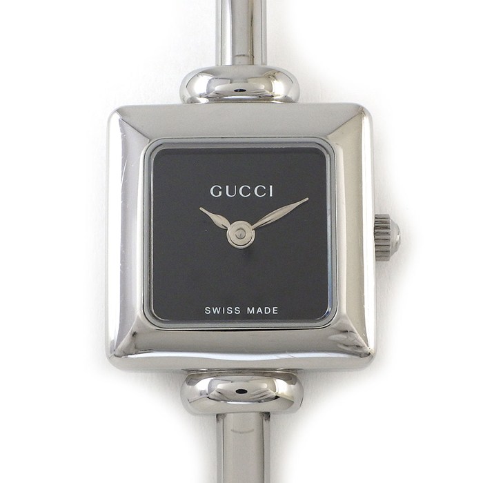 グッチ GUCCI 腕時計 バングルウォッチ スクエア 1900L スクエア ブラック文字盤 SS クオーツアナログ 【中古】