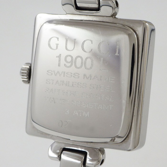 グッチ GUCCI 腕時計 バングルウォッチ スクエア 1900L スクエア ブラック文字盤 SS クオーツアナログ 【中古】