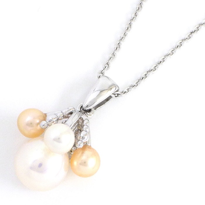 タサキ 田崎真珠 TASAKI ネックレス 2カラー ホワイト/オレンジ パール 4.0mm/7.0mm珠 SV925 【中古】
