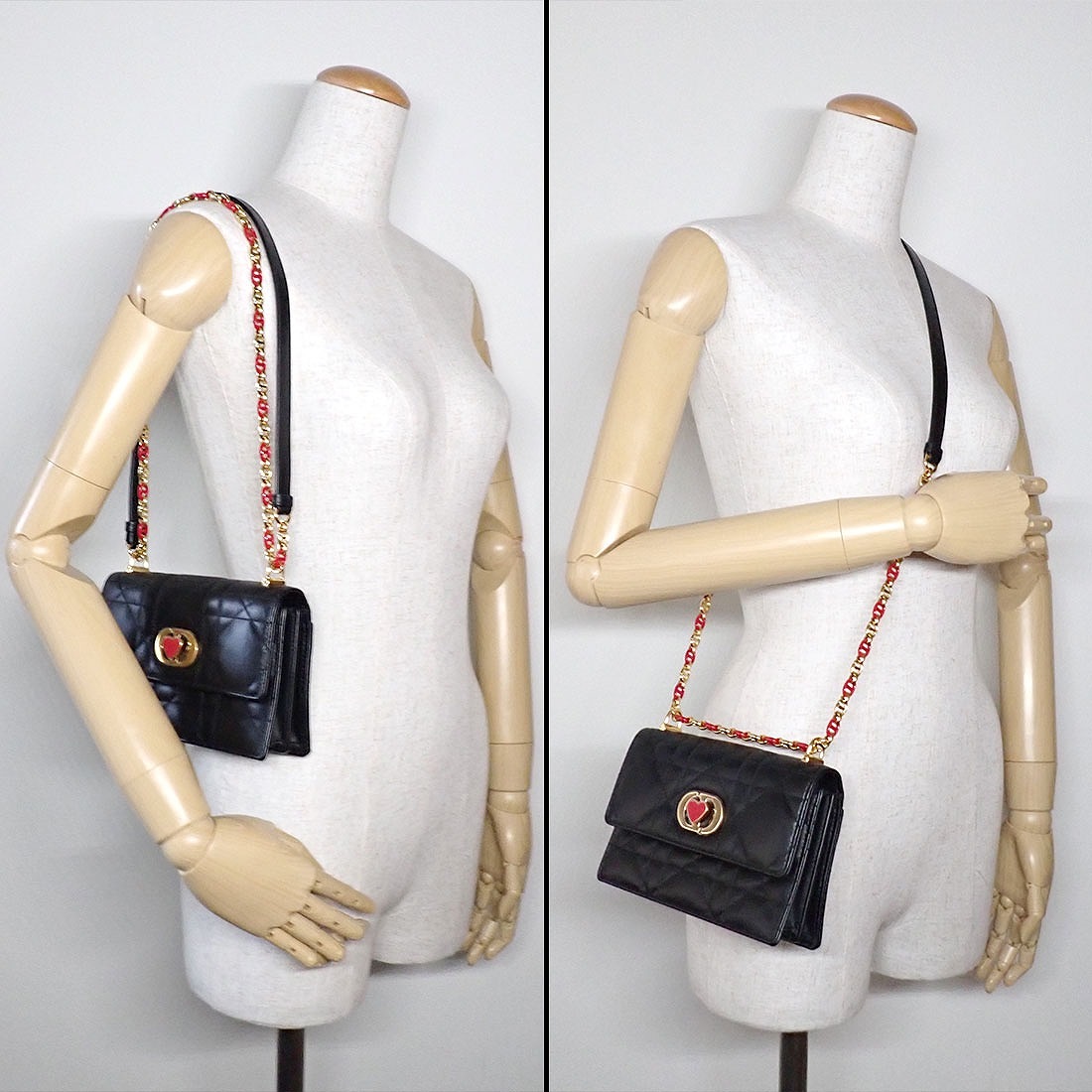 ディオール Dior ショルダーバッグ ミス カロ ミニバッグ M5169UBW0M900 ブラック マクロ カナージュ ラムスキン ゴールド金具 【中古】