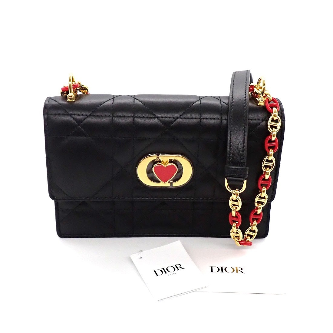 ディオール Dior ショルダーバッグ ミス カロ ミニバッグ M5169UBW0M900 ブラック マクロ カナージュ ラムスキン ゴールド金具 【中古】
