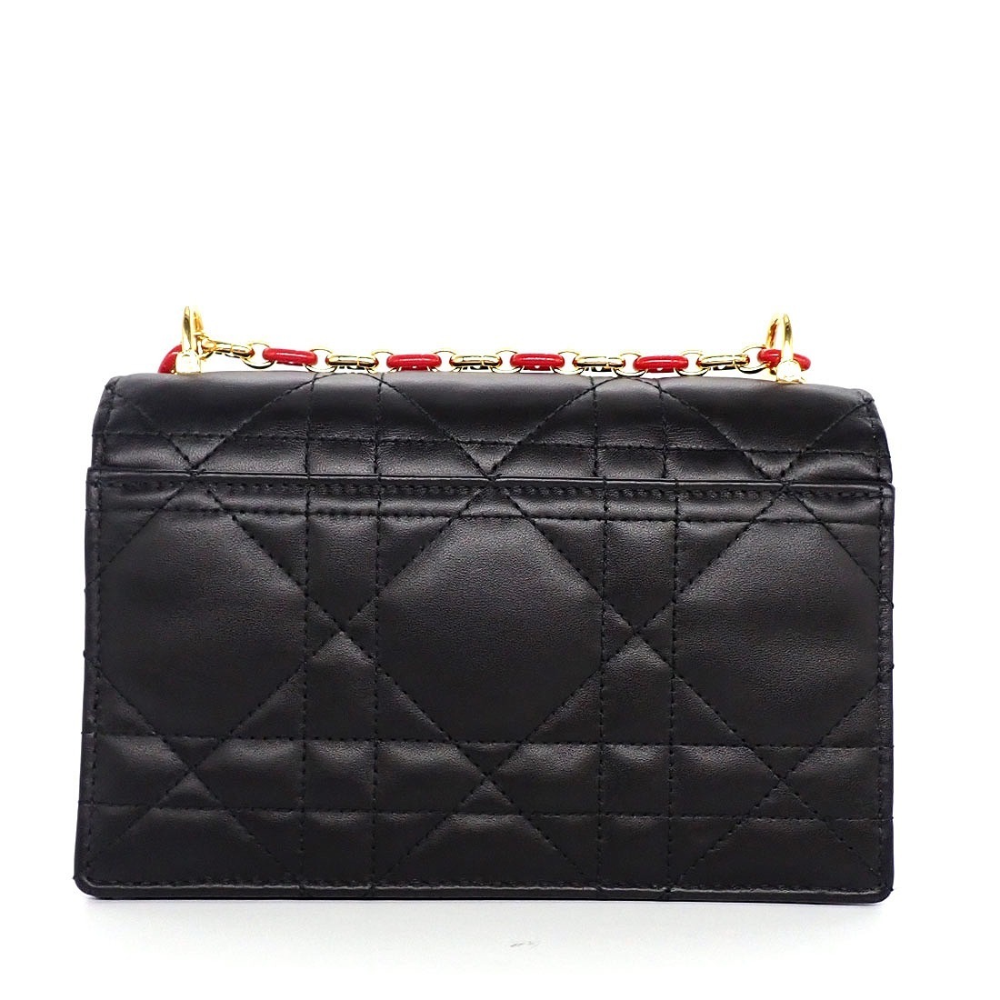 ディオール Dior ショルダーバッグ ミス カロ ミニバッグ M5169UBW0M900 ブラック マクロ カナージュ ラムスキン ゴールド金具 【中古】