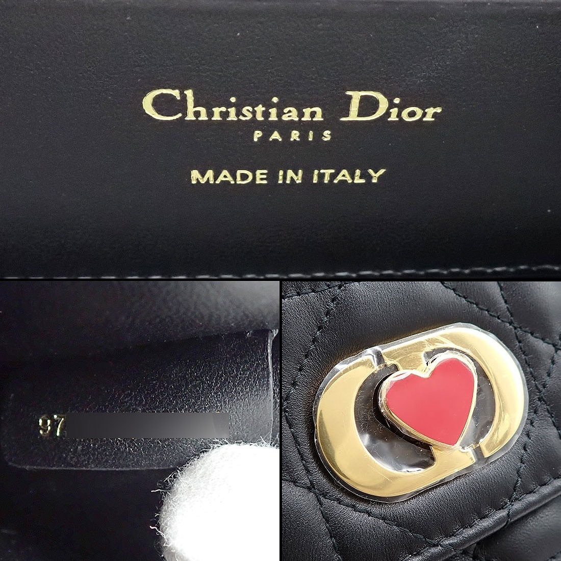 ディオール Dior ショルダーバッグ ミス カロ ミニバッグ M5169UBW0M900 ブラック マクロ カナージュ ラムスキン ゴールド金具 【中古】