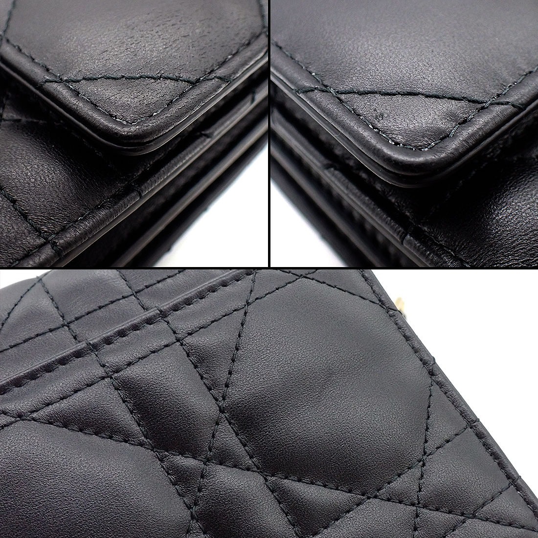 ディオール Dior ショルダーバッグ ミス カロ ミニバッグ M5169UBW0M900 ブラック マクロ カナージュ ラムスキン ゴールド金具 【中古】