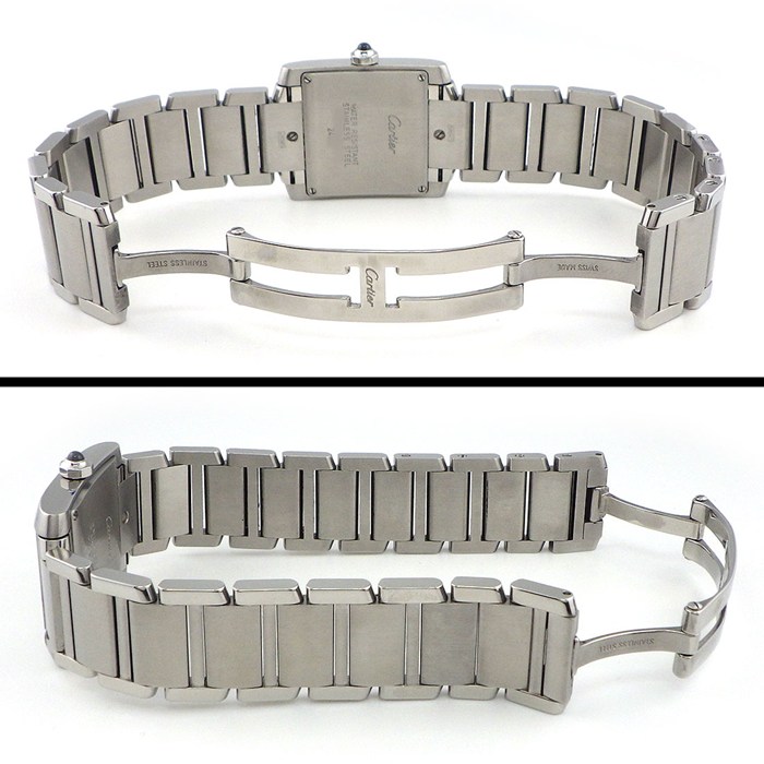 カルティエ Cartier 腕時計 タンク フランセーズ MM W51011Q3 スクエア アイボリー文字盤 ローマンインデックス デイト SS クオーツアナログ 【箱・保付き】 【中古】