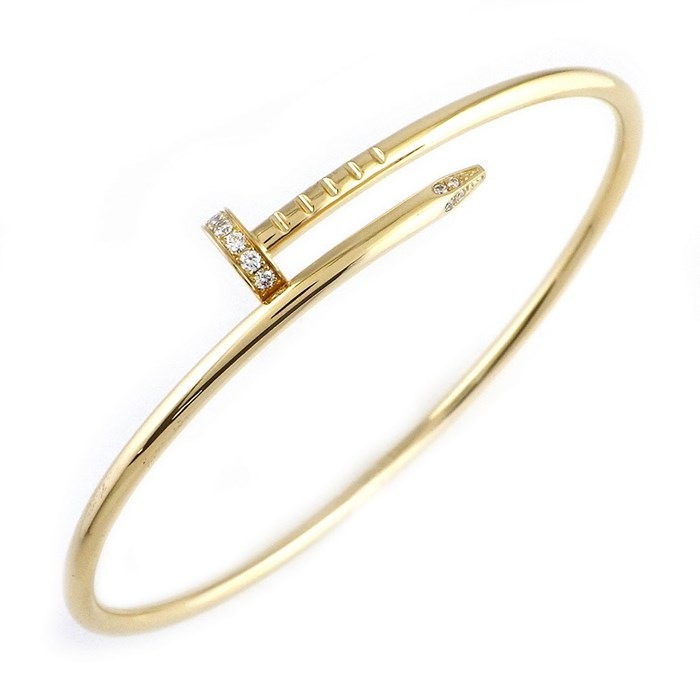 カルティエ Cartier バングル ジュスト アン クル SM スモールモデル B6066117 釘モチーフ 20ポイント ダイヤモンド 計0.18ct K18YG / #17 【箱・保付き】 【中古】