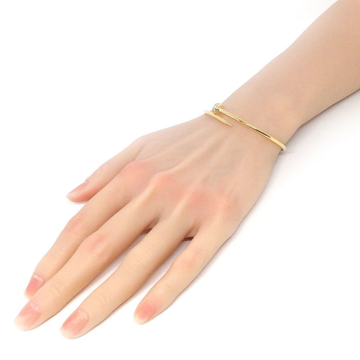 カルティエ Cartier バングル ジュスト アン クル SM スモールモデル B6066117 釘モチーフ 20ポイント ダイヤモンド 計0.18ct K18YG / #17 【箱・保付き】 【中古】