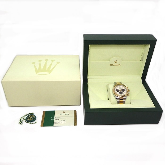 ロレックス Rolex 腕時計 コスモグラフ デイトナ 116523 クロノグラフ スモールセコンド クロノメーター 夜光インデックス 夜光針 ルーレット刻印 ホワイト文字盤 K18YG SS 自動巻き 【箱・保付き】 【中古】