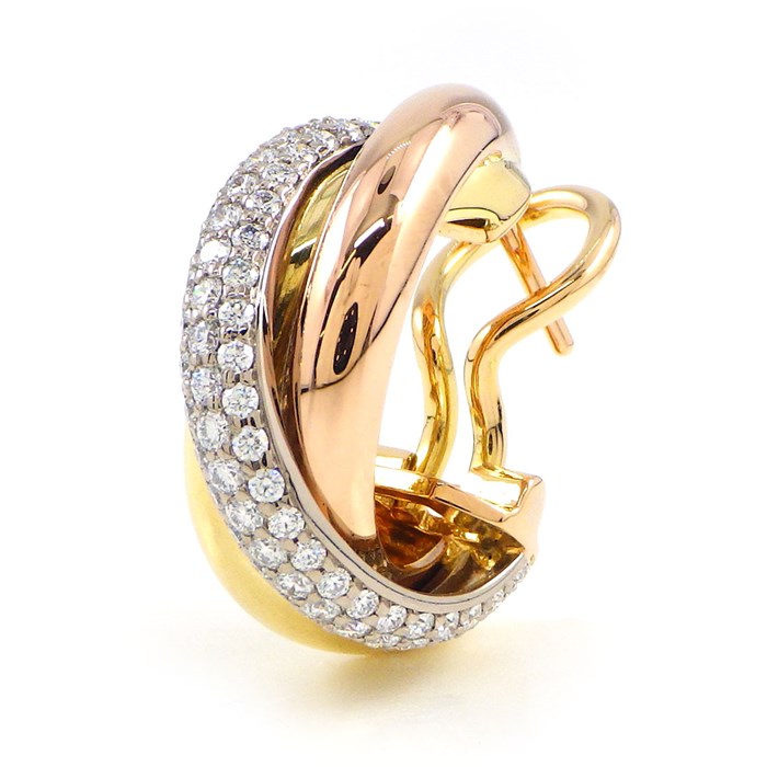 カルティエ Cartier】ピアス トリニティ B8031900 スリーカラー パヴェ