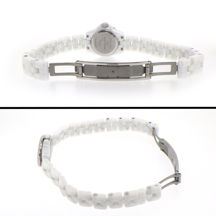 シャネル CHANEL 腕時計 J12 XS H5512 1200本限定モデル ピンクシェル文字盤 ホワイト セラミック ピンクサファイア 計0.33ct SS クオーツアナログ 【中古】